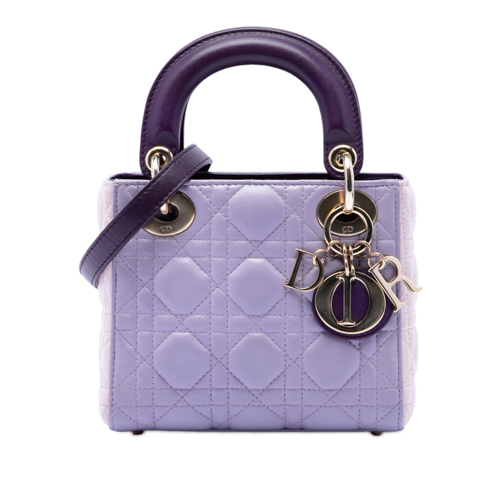 Pre-Loved Dior Mini Tricolor Lambskin Cannage Lady Dior - Picture 1 of 6